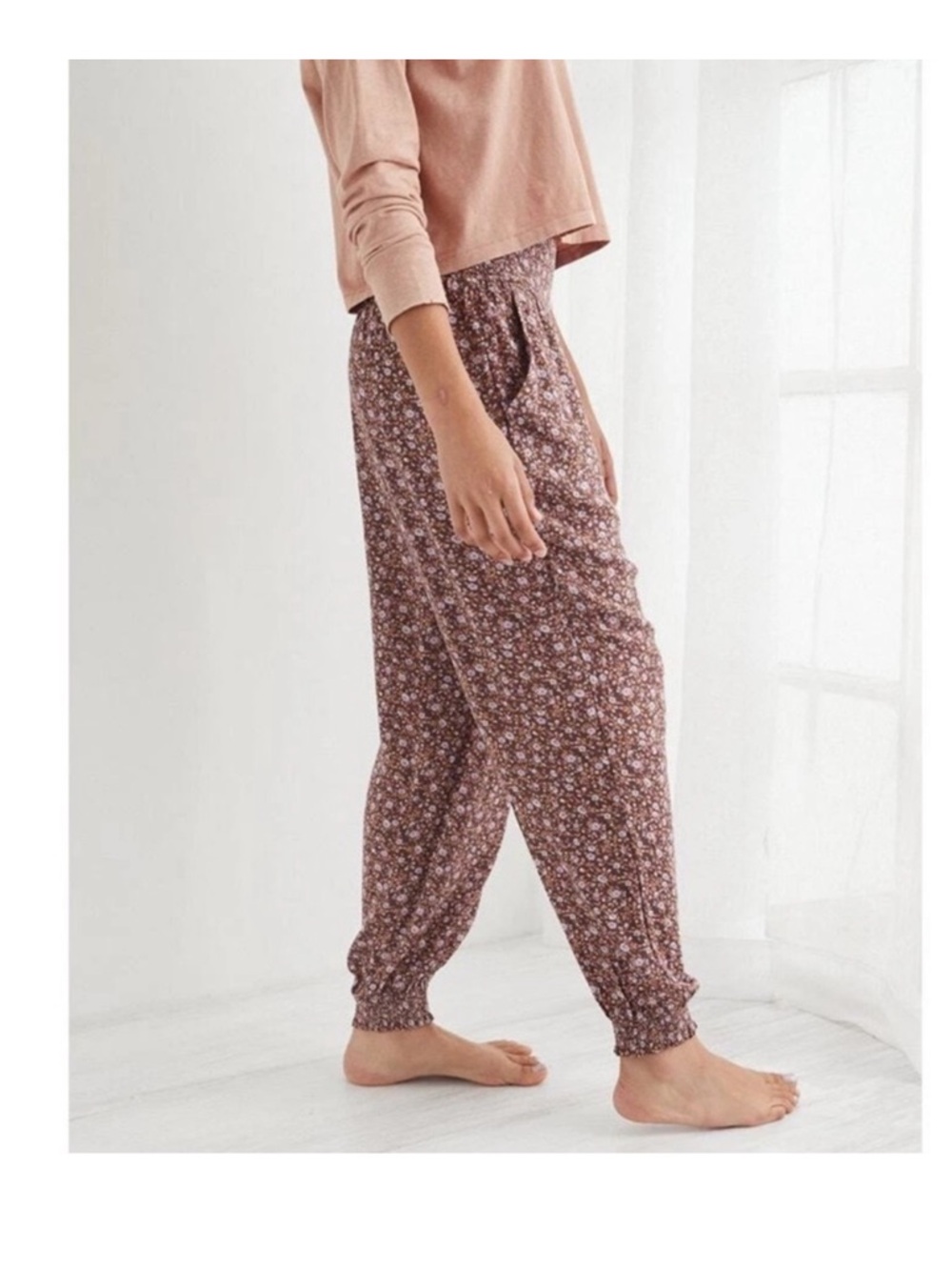 aerie Brown Floral Lounge Pajama Pants